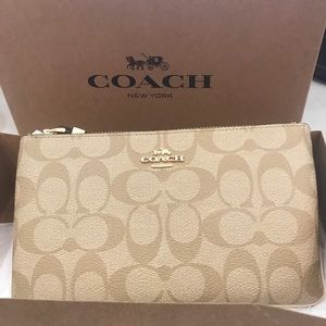 New Coach Large PVC Signature Wristlet